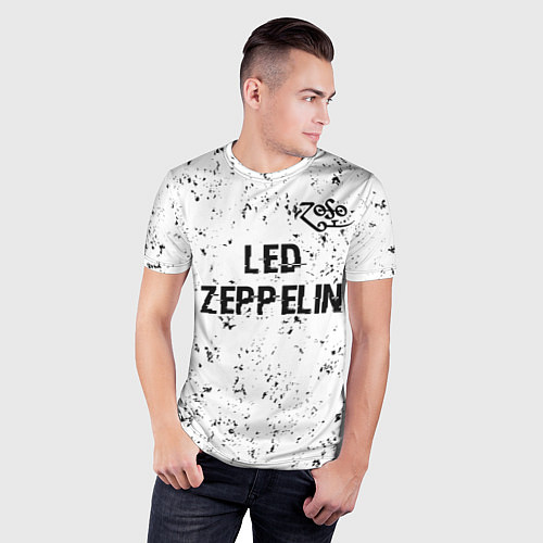 Мужская спорт-футболка Led Zeppelin glitch на светлом фоне посередине / 3D-принт – фото 3