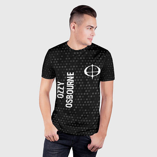 Мужская спорт-футболка Ozzy Osbourne glitch на темном фоне вертикально / 3D-принт – фото 3