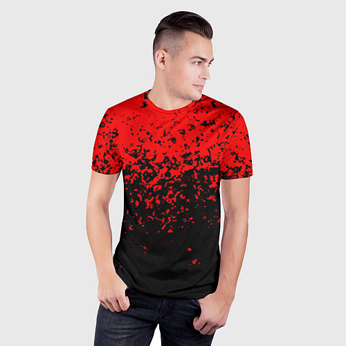 Мужская спорт-футболка Красно-чёрный переход / 3D-принт – фото 3