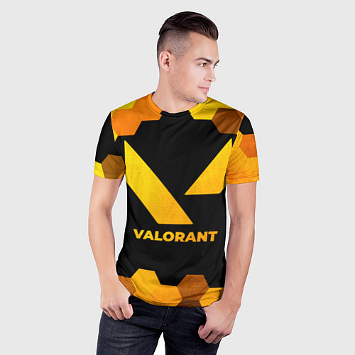 Мужская спорт-футболка Valorant - gold gradient / 3D-принт – фото 3