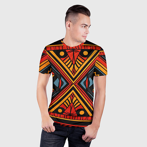 Мужская спорт-футболка Геометрический узор в африканском стиле / 3D-принт – фото 3
