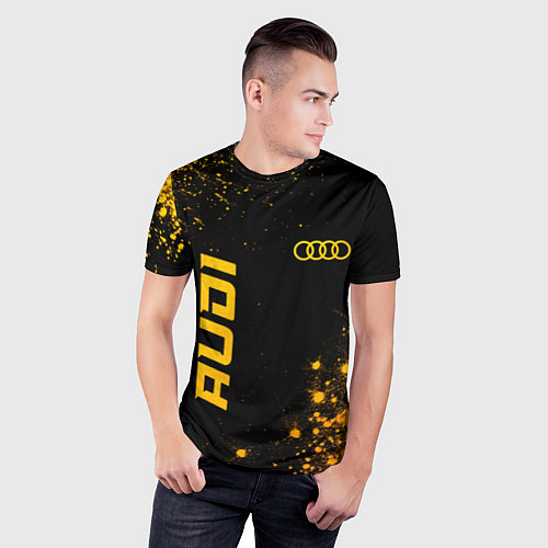 Мужская спорт-футболка Audi - gold gradient вертикально / 3D-принт – фото 3