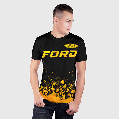 Мужская спорт-футболка Ford - gold gradient посередине / 3D-принт – фото 3