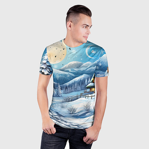 Мужская спорт-футболка Зима предновогоднее настроение / 3D-принт – фото 3