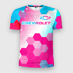 Футболка спортивная мужская Chevrolet neon gradient style посередине, цвет: 3D-принт