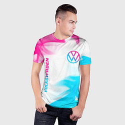 Футболка спортивная мужская Volkswagen neon gradient style вертикально, цвет: 3D-принт — фото 2