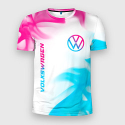 Мужская спорт-футболка Volkswagen neon gradient style вертикально