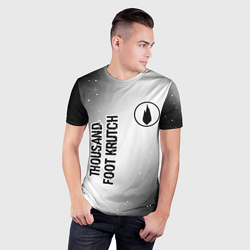 Мужская спорт-футболка Thousand Foot Krutch glitch на светлом фоне вертик / 3D-принт – фото 3
