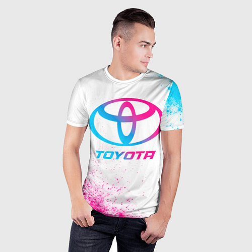 Мужская спорт-футболка Toyota neon gradient style / 3D-принт – фото 3