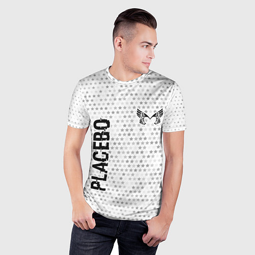Мужская спорт-футболка Placebo glitch на светлом фоне вертикально / 3D-принт – фото 3