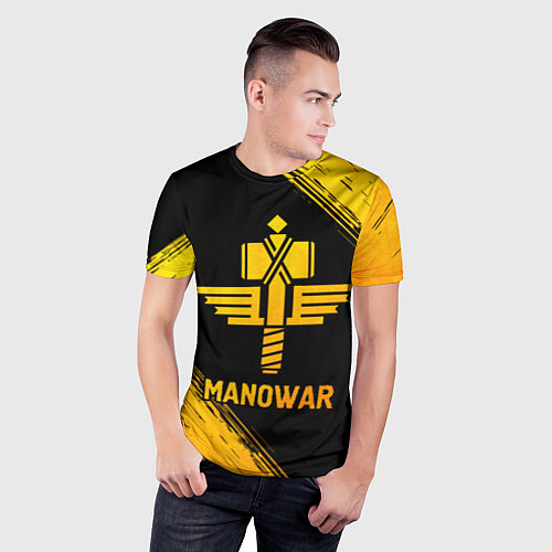Мужская спорт-футболка Manowar - gold gradient / 3D-принт – фото 3