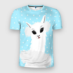 Футболка спортивная мужская Лама - альпака в наушниках, цвет: 3D-принт