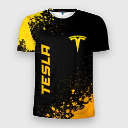 Футболка спортивная мужская Tesla - gold gradient вертикально, цвет: 3D-принт