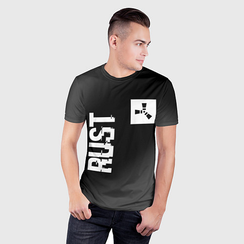 Мужская спорт-футболка Rust glitch на темном фоне вертикально / 3D-принт – фото 3