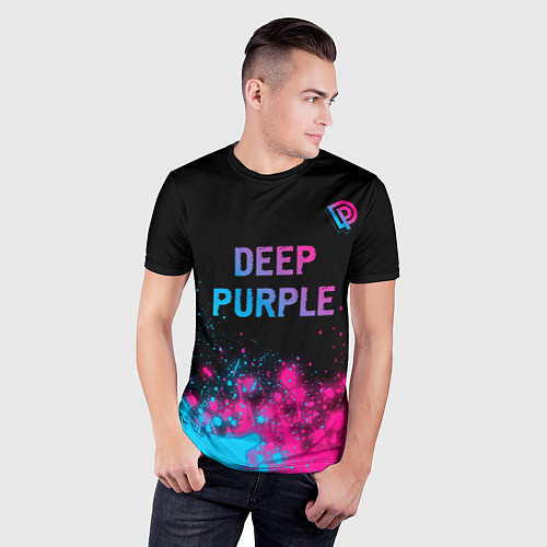 Мужская спорт-футболка Deep Purple - neon gradient посередине / 3D-принт – фото 3