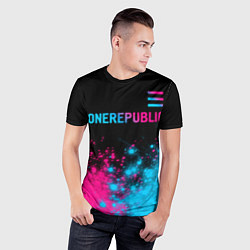 Футболка спортивная мужская OneRepublic - neon gradient посередине, цвет: 3D-принт — фото 2