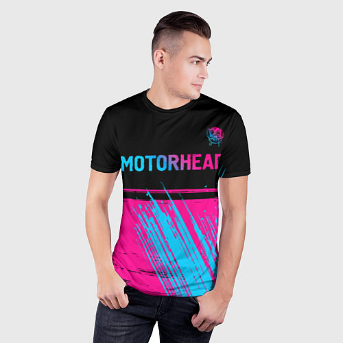 Мужская спорт-футболка Motorhead - neon gradient посередине / 3D-принт – фото 3