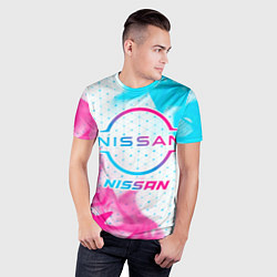 Футболка спортивная мужская Nissan neon gradient style, цвет: 3D-принт — фото 2