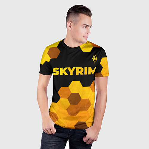 Мужская спорт-футболка Skyrim - gold gradient посередине / 3D-принт – фото 3