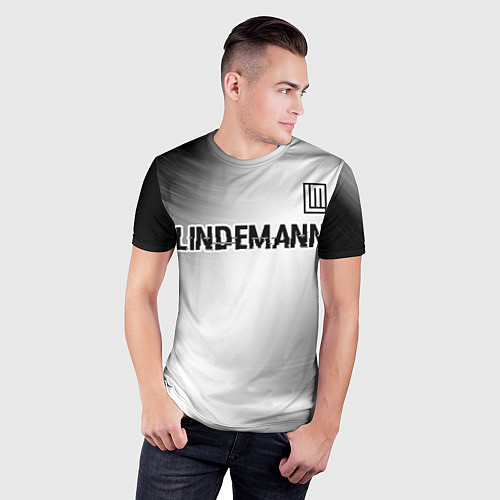 Мужская спорт-футболка Lindemann glitch на светлом фоне посередине / 3D-принт – фото 3
