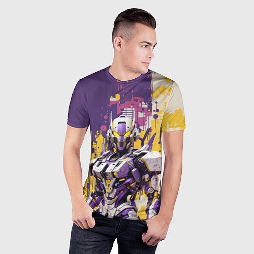 Мужская спорт-футболка Пурпурный робот / 3D-принт – фото 3