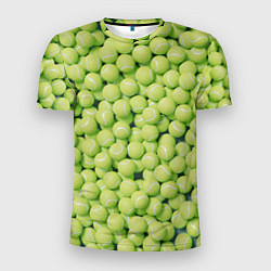 Футболка спортивная мужская Много теннисных мячей, цвет: 3D-принт