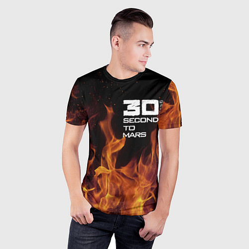 Мужская спорт-футболка Thirty Seconds to Mars fire / 3D-принт – фото 3