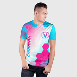 Футболка спортивная мужская Changan neon gradient style вертикально, цвет: 3D-принт — фото 2