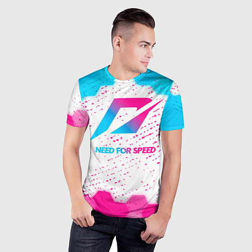 Мужская спорт-футболка Need for Speed neon gradient style / 3D-принт – фото 3