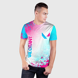 Футболка спортивная мужская Valorant neon gradient style вертикально, цвет: 3D-принт — фото 2