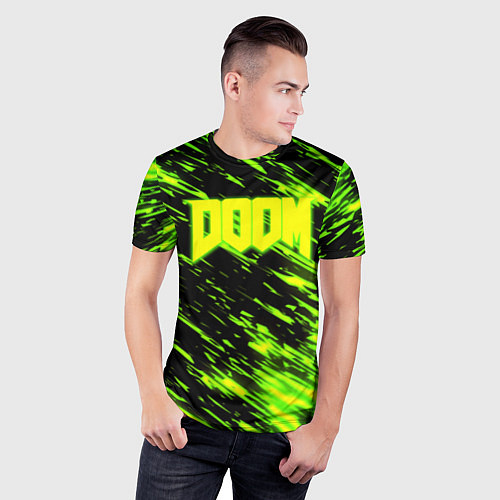 Мужская спорт-футболка Doom огенное лого кислотное / 3D-принт – фото 3