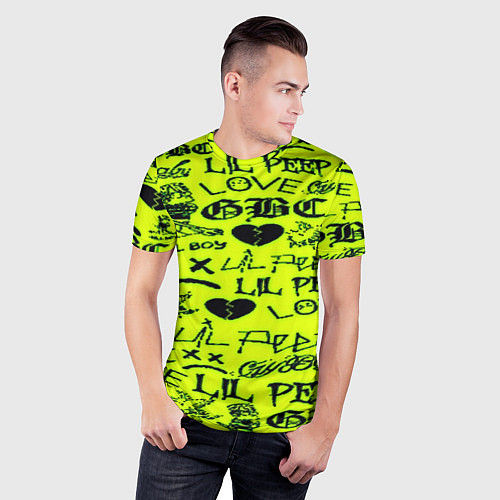 Мужская спорт-футболка Lil peep кислотный стиль / 3D-принт – фото 3