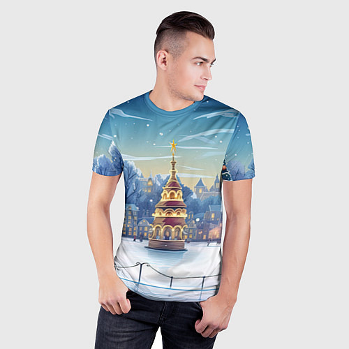 Мужская спорт-футболка Новогодняя погода / 3D-принт – фото 3