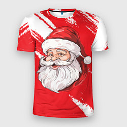 Футболка спортивная мужская Санта в шапке, цвет: 3D-принт