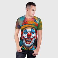 Футболка спортивная мужская Нейросеть - Хэллоуин безумный клоун, цвет: 3D-принт — фото 2