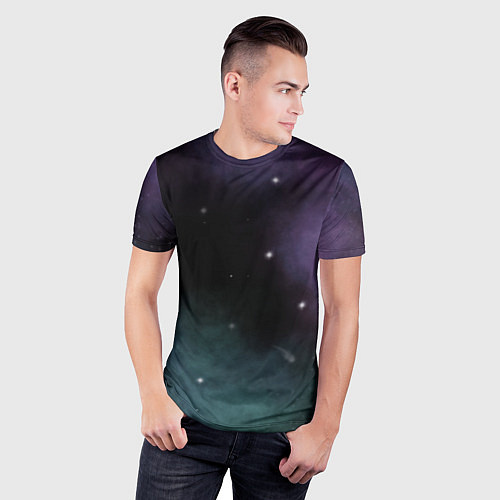Мужская спорт-футболка Космос и звезды на темном фоне / 3D-принт – фото 3