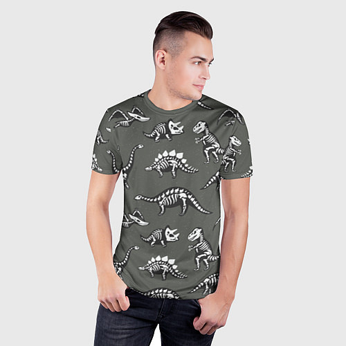 Мужская спорт-футболка Динозавры - скелеты / 3D-принт – фото 3