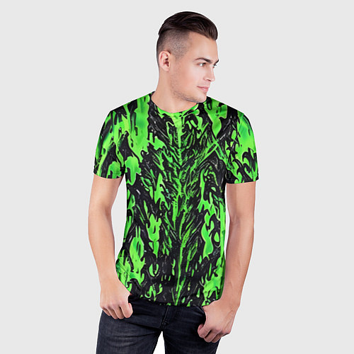 Мужская спорт-футболка Демонический доспех зелёный / 3D-принт – фото 3