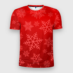 Футболка спортивная мужская Красные снежинки, цвет: 3D-принт