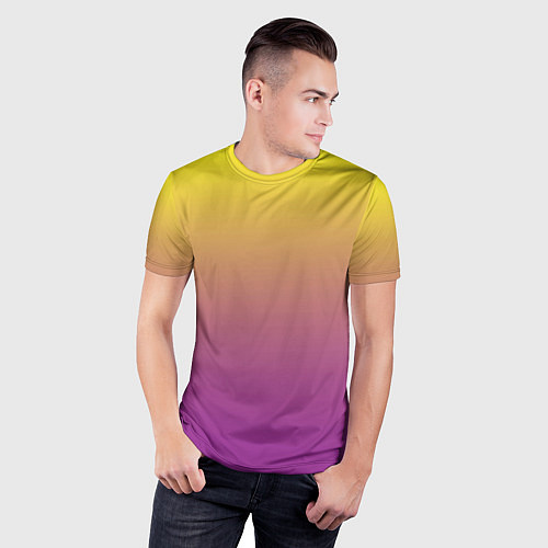 Мужская спорт-футболка Желто-фиолетовый градиент / 3D-принт – фото 3