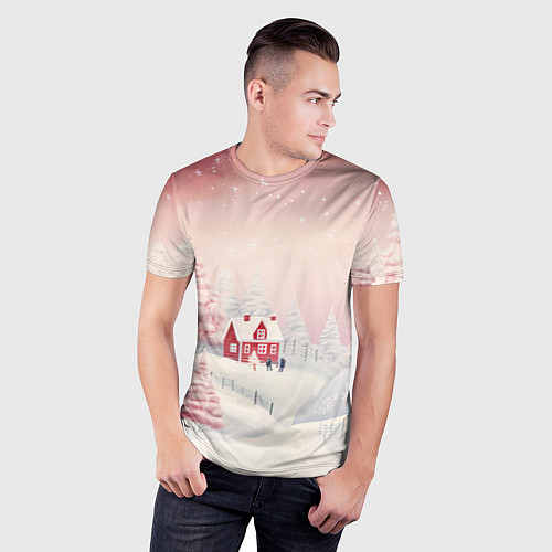 Мужская спорт-футболка Снежное сияние ночи / 3D-принт – фото 3