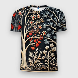 Мужская спорт-футболка Новогодние узоры и деревья