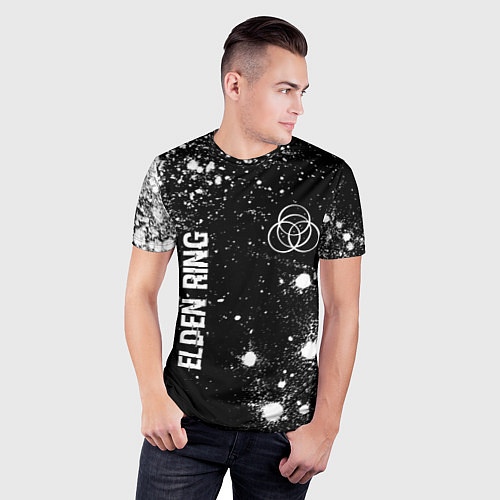 Мужская спорт-футболка Elden Ring glitch на темном фоне вертикально / 3D-принт – фото 3