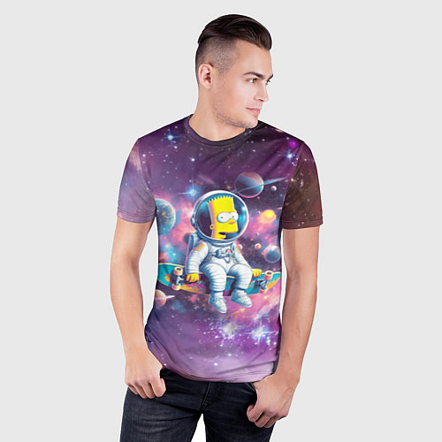 Мужская спорт-футболка Барт Симпсон со скейтбордом в космосе / 3D-принт – фото 3