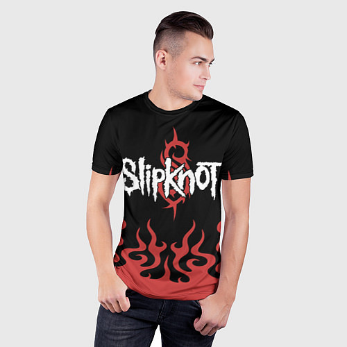 Мужская спорт-футболка Slipknot в огне / 3D-принт – фото 3