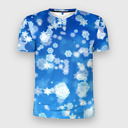 Мужская спорт-футболка Декоративные снежинки на синем
