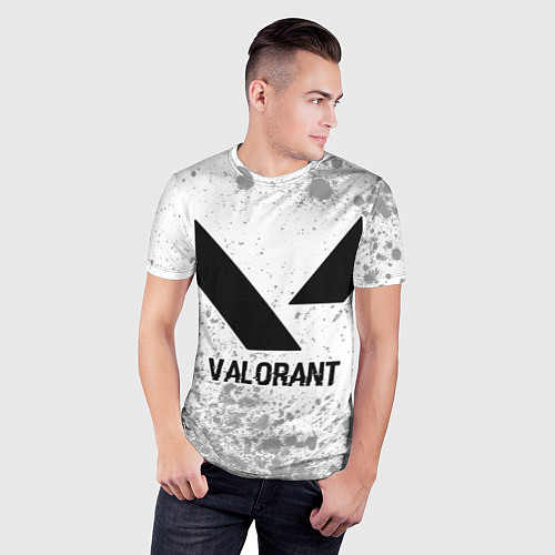 Мужская спорт-футболка Valorant glitch на светлом фоне / 3D-принт – фото 3