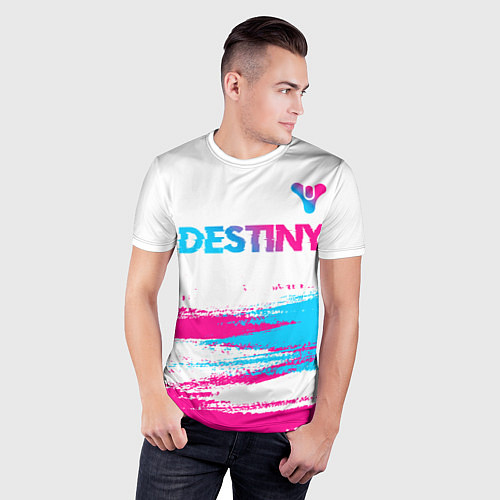 Мужская спорт-футболка Destiny neon gradient style посередине / 3D-принт – фото 3