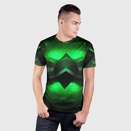 Мужская спорт-футболка Абстрактное царство зелени / 3D-принт – фото 3