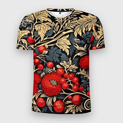 Мужская спорт-футболка Новогодние ягодки и узоры
